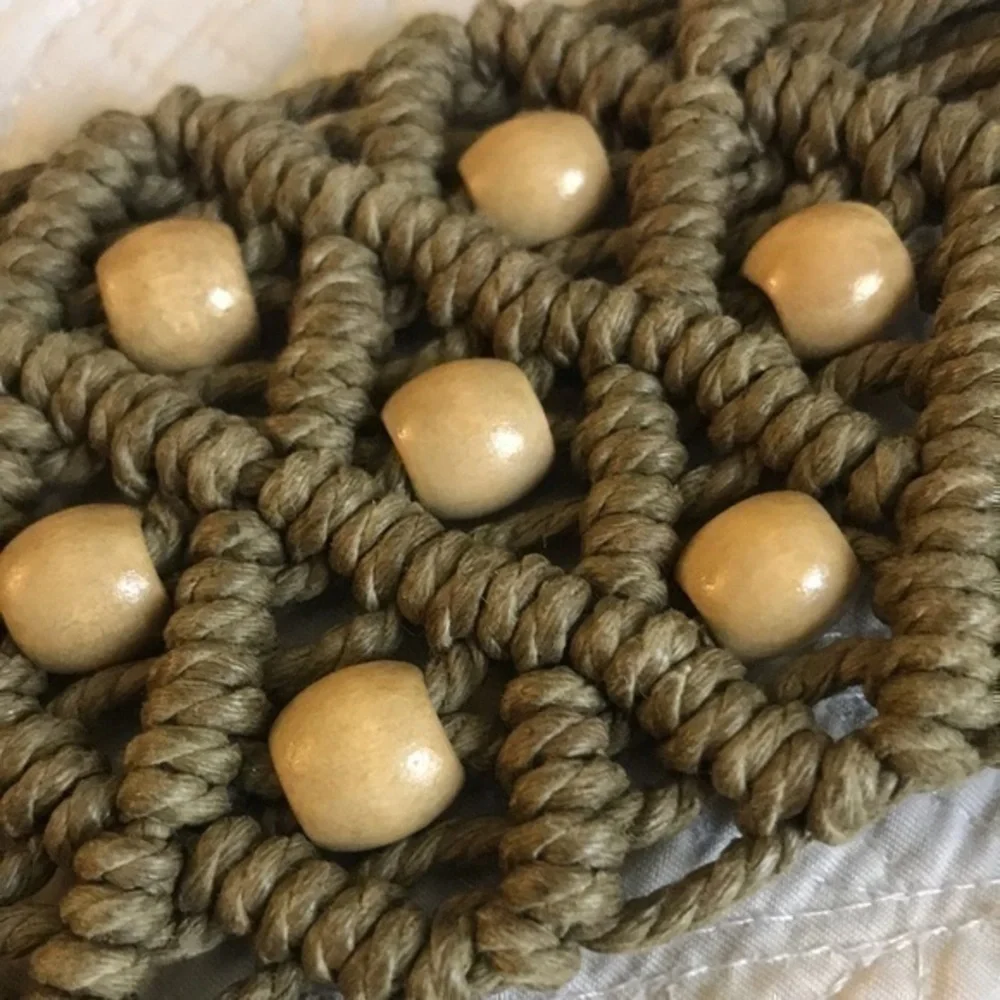 Macrame Belt with Wood Beads Boho Hand Length 63 inches